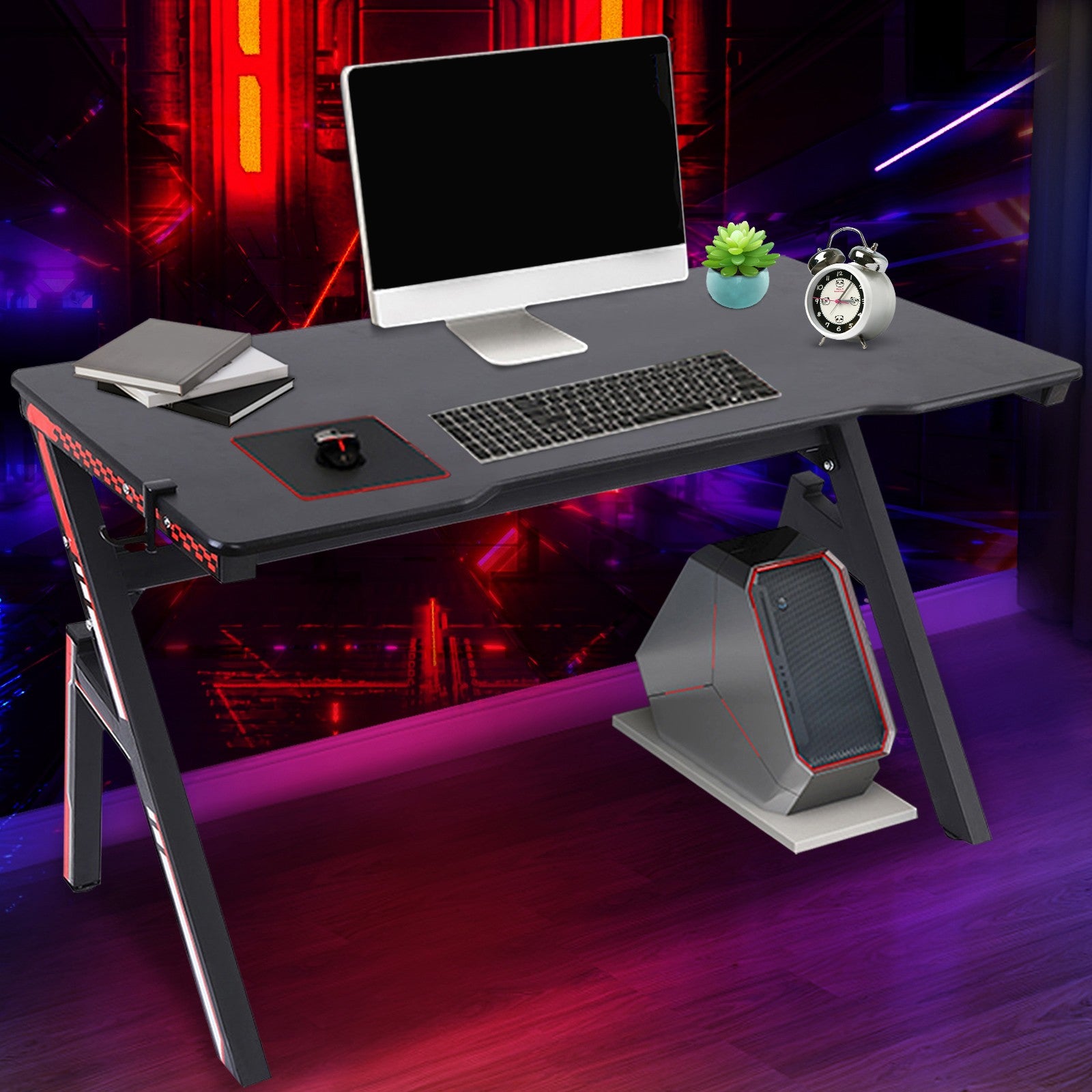 Gaming Desk 47.2 inches Home Office Computer Table, Black Gamer Workstation