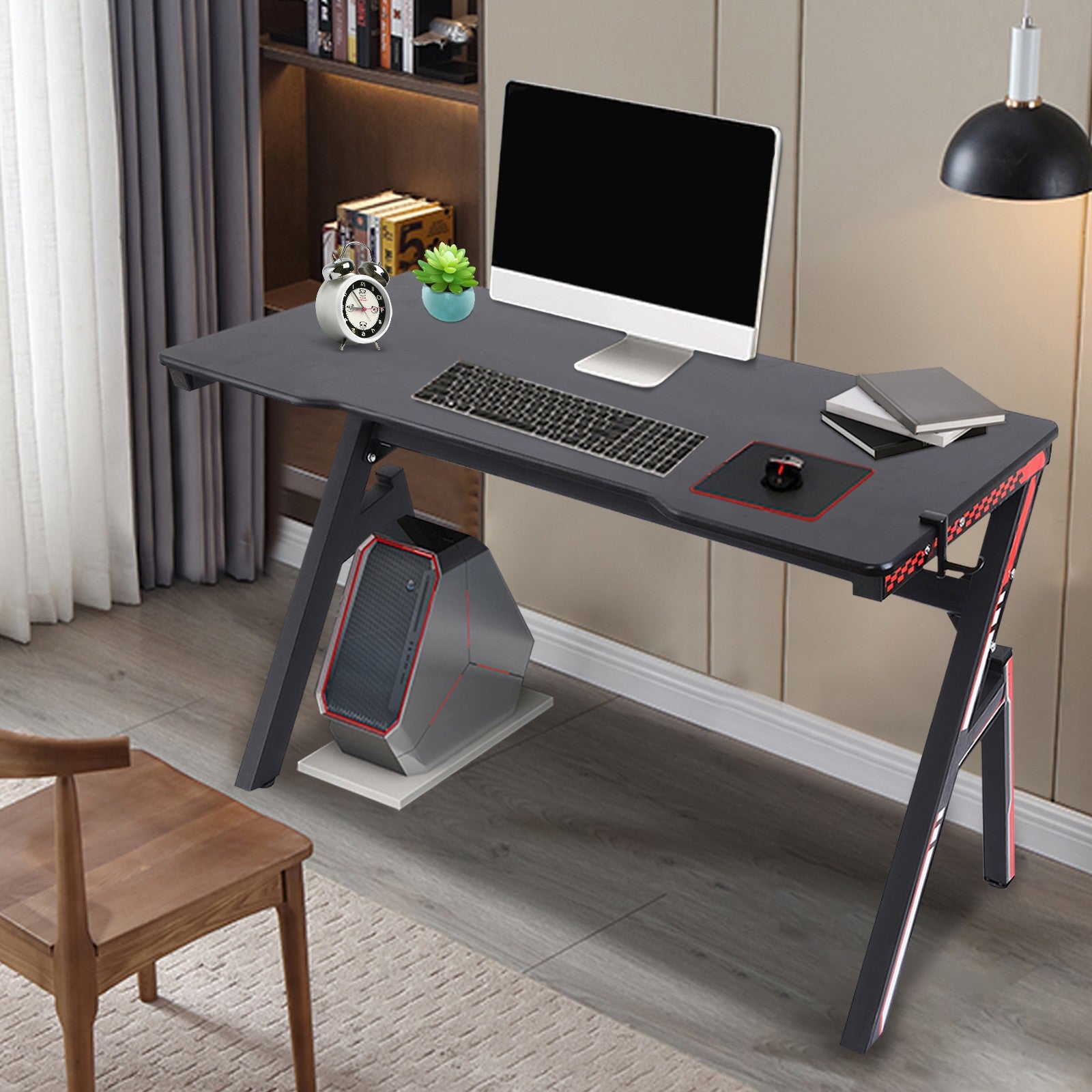 Gaming Desk 47.2 inches Home Office Computer Table, Black Gamer Workstation