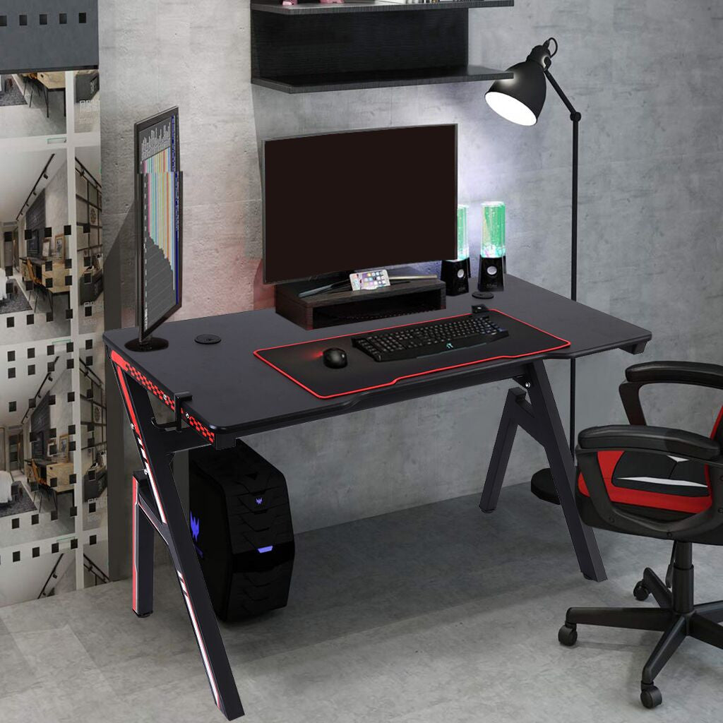 Gaming Desk 47.2 inches Home Office Computer Table, Black Gamer Workstation