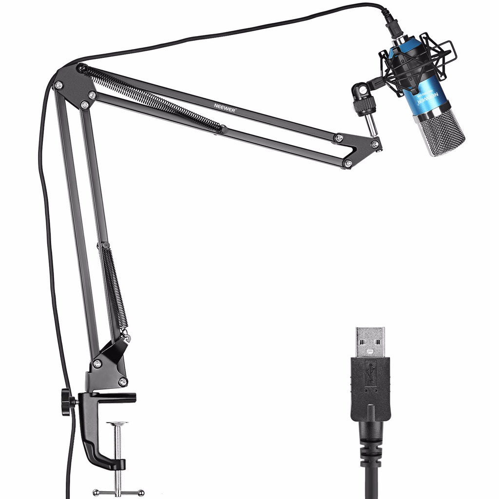 Neewer NW-7000 USB Professional Studio Condenser Microphone and NW-35  Adjustable Suspension Scissor Arm Stand with Shock Mount and Table Mounting  ...