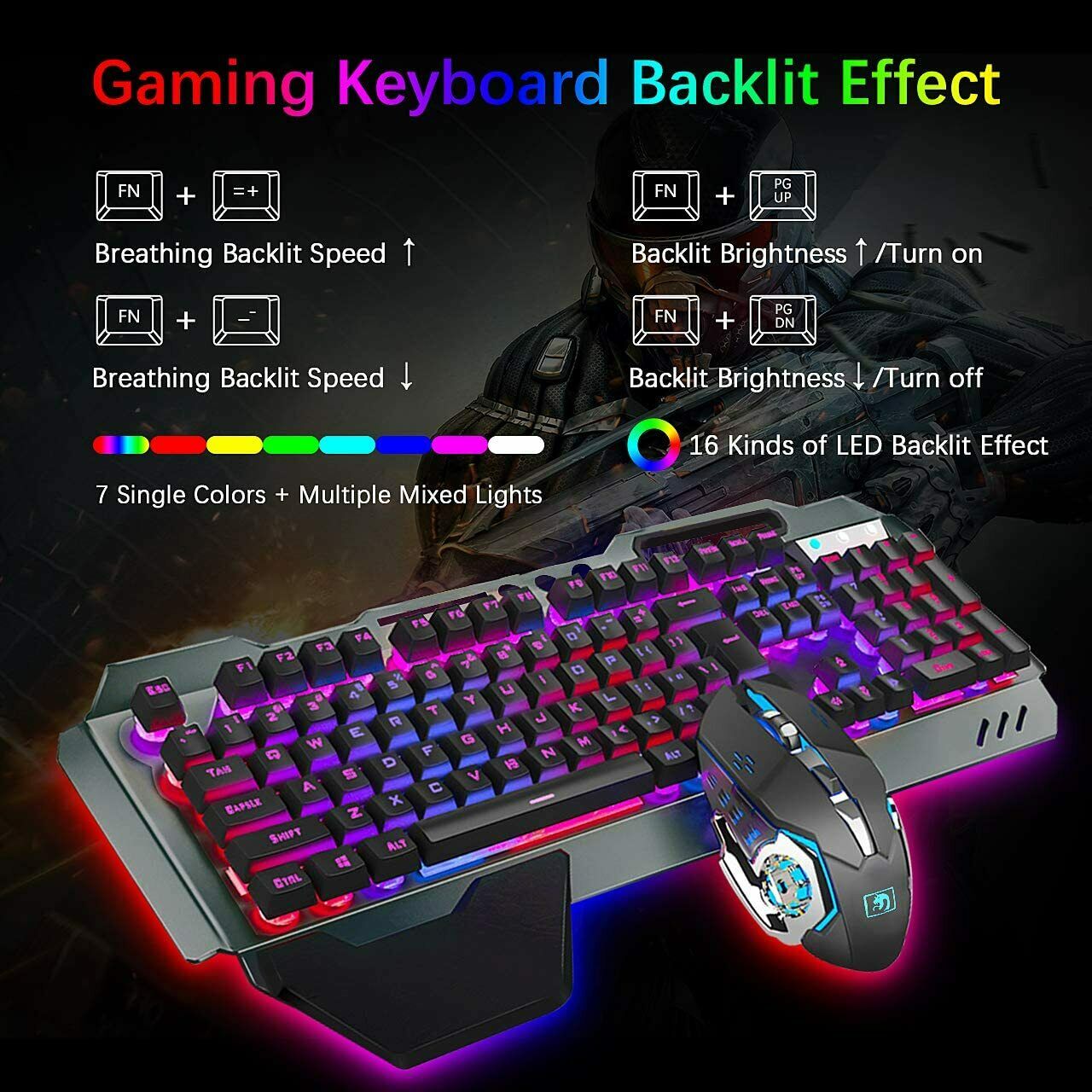 K618 Wired Gaming Keyboard And Mouse Set RGB Backlit For PC Laptop PS4 Xbox One