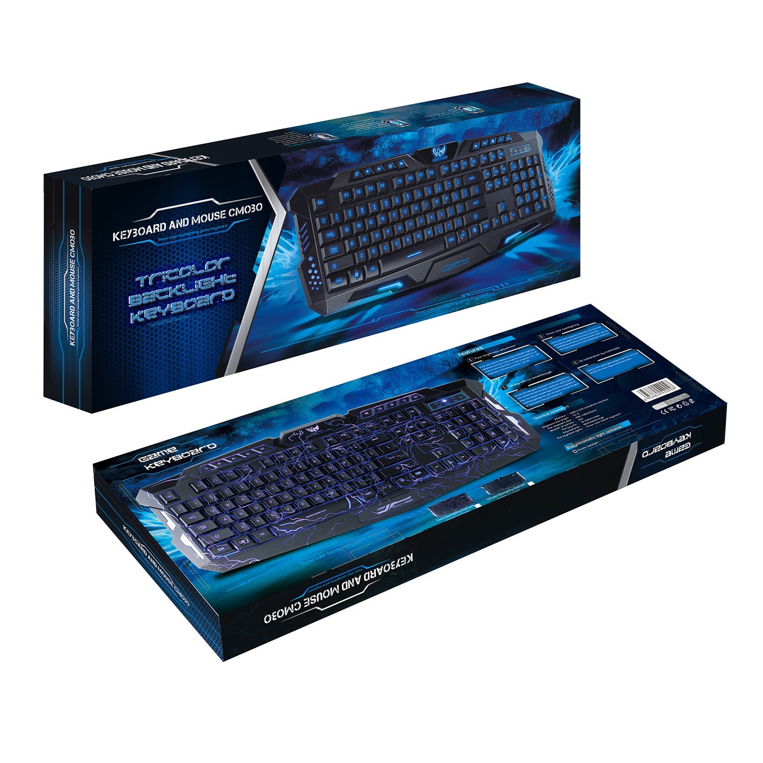 Colorful Backlit Cracked Gaming Mouse And Keyboard Set