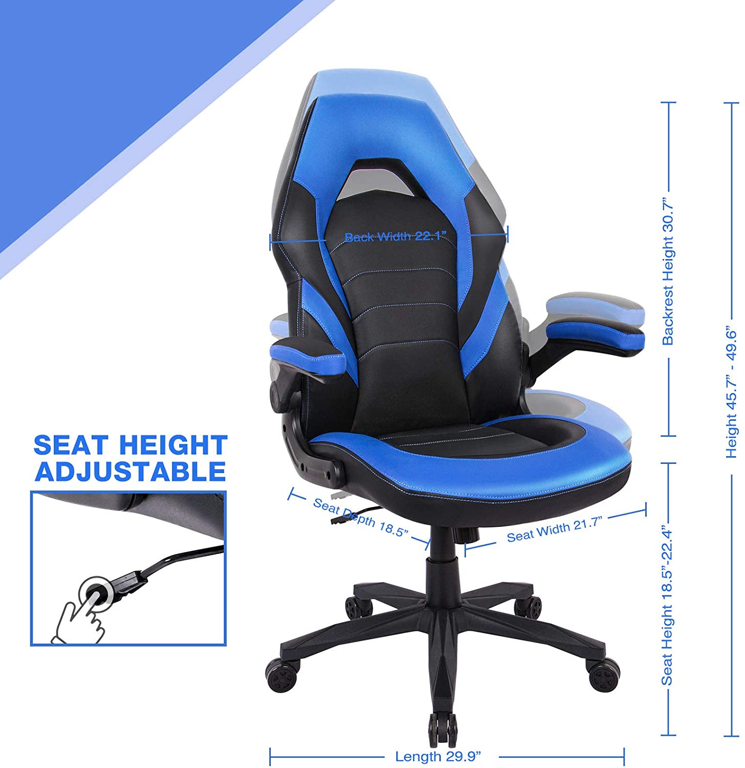 Aidoly Gaming Chair Racing Computer Desk Executive Office Chair, 360 degree Swivel Flip-up Arms Ergonomic Design for Lumbar Support Women Men Adults